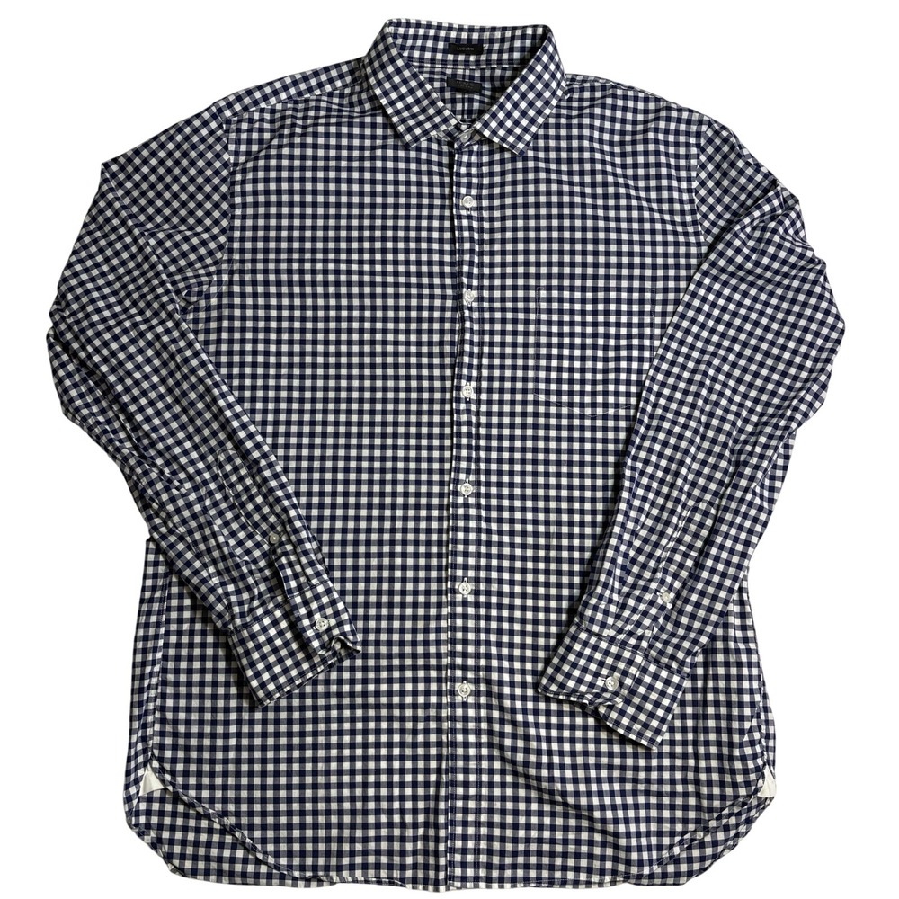 J Crew Ludlow Blue White‎ Gingham Check Button Down Shirt Mens XL  Dress Casual